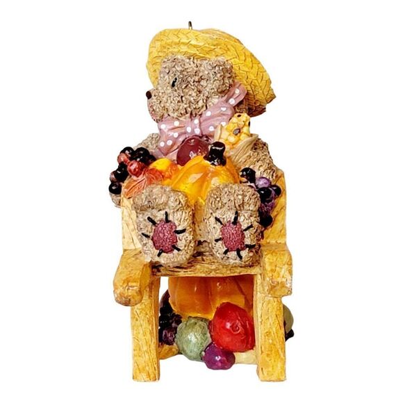 Vtg Fall Harvest Thanksgiving Resin Bear Pumpkins In Wheel Barrow Halloween READ - Picture 6 of 12